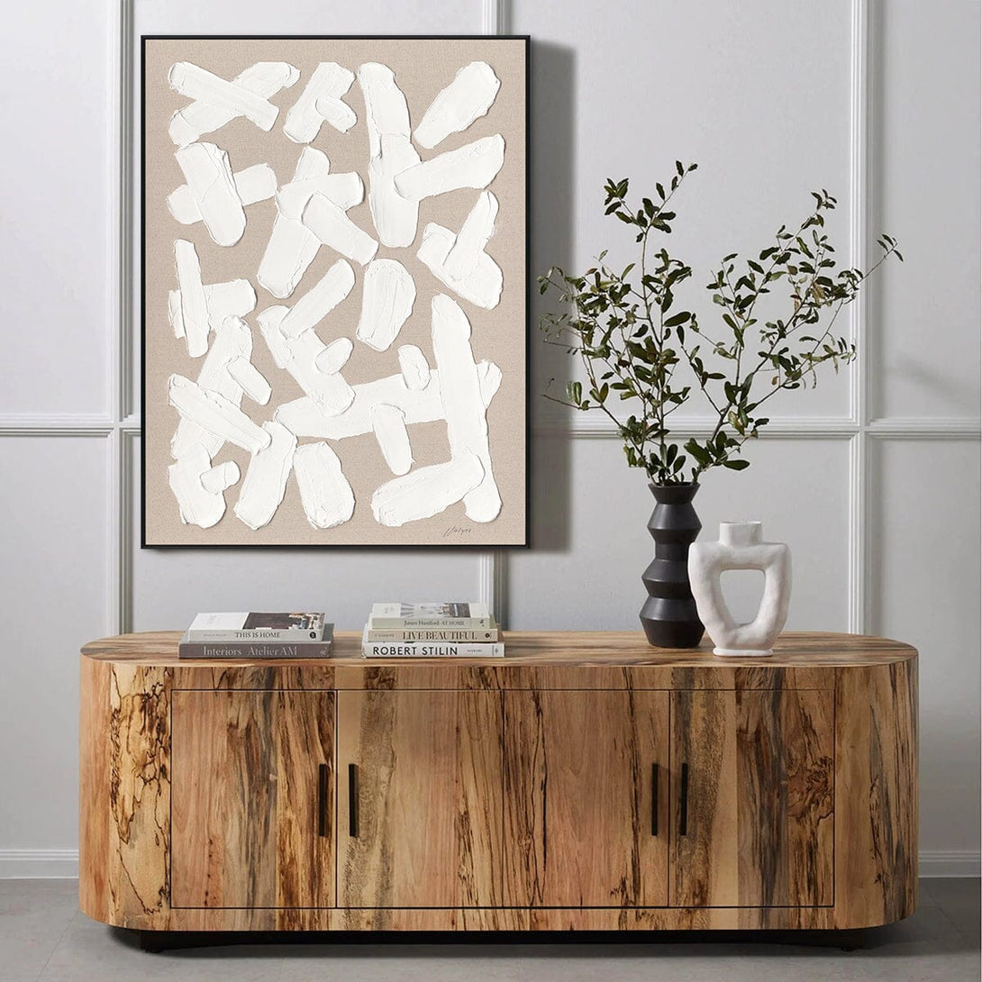 Free Form - White Textured Abstract Painting#M5542 Painting artwepaint 