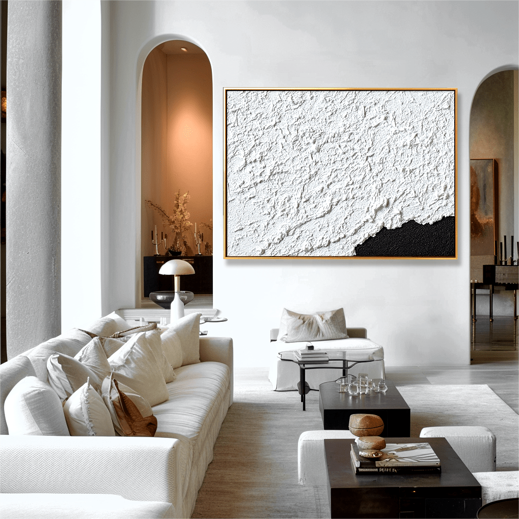 Frost Edge – White and Black Textured Painting #93022 Painting artwepaint 