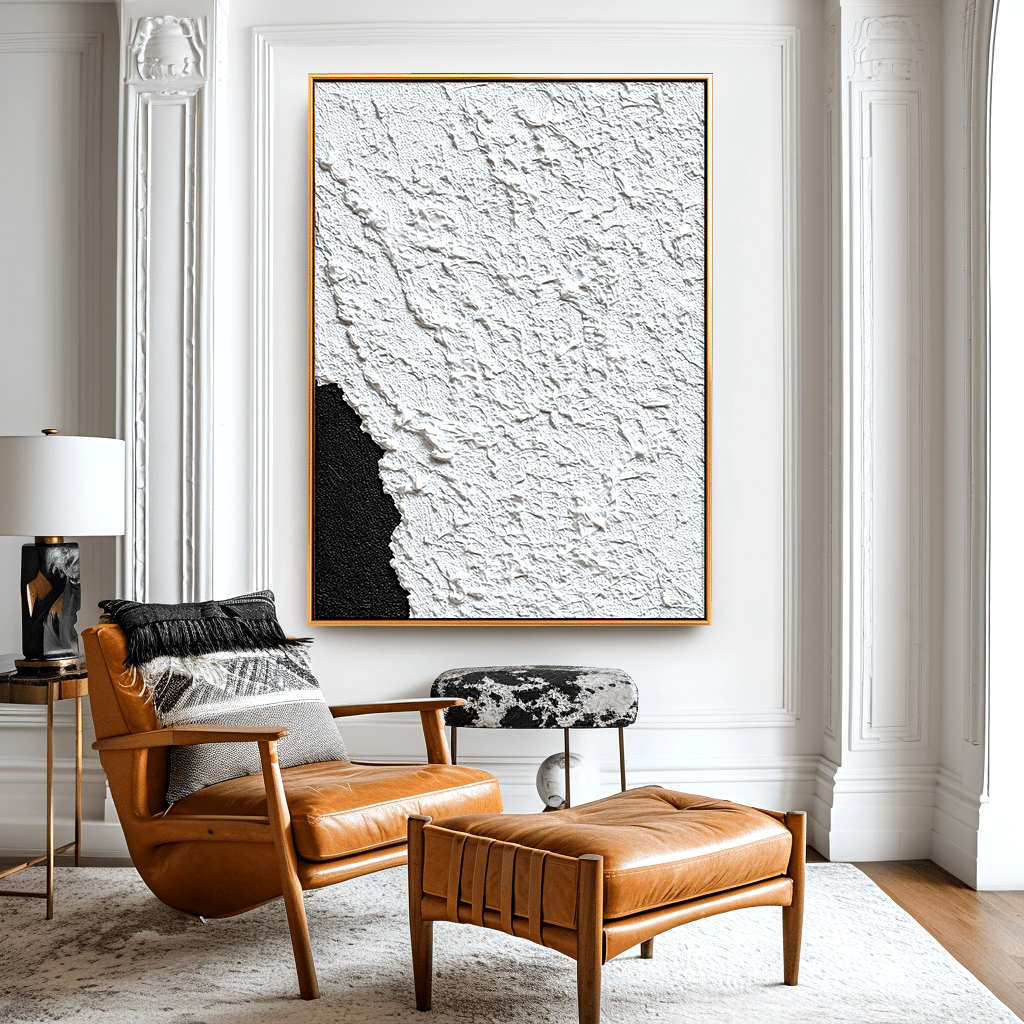 Frost Edge – White and Black Textured Painting #93022 Painting artwepaint 