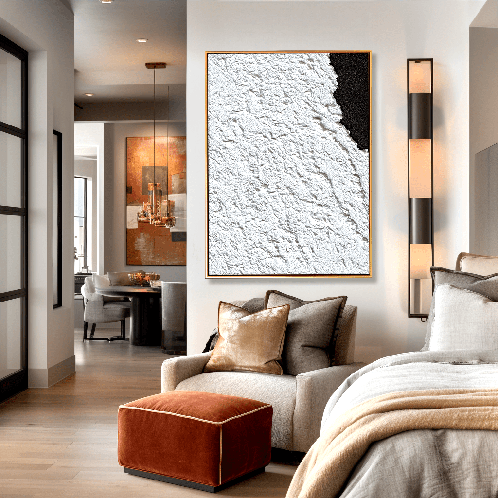 Frost Edge – White and Black Textured Painting #93022 Painting artwepaint 