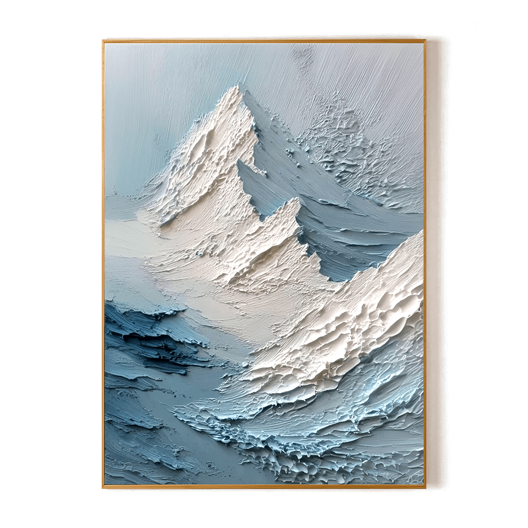 Frozen Peaks – White Textured Mountain Painting #85 Painting artwepaint 