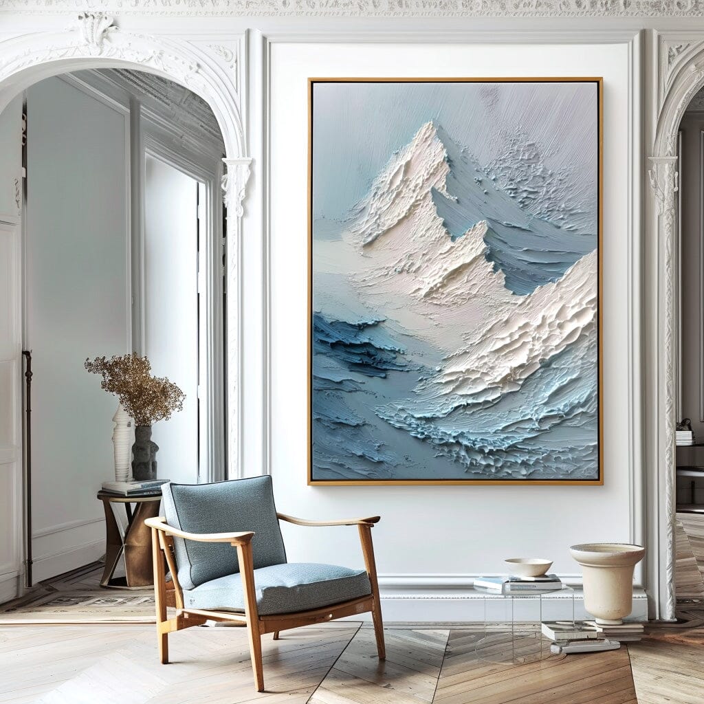 Frozen Peaks – White Textured Mountain Painting #85 Painting artwepaint 