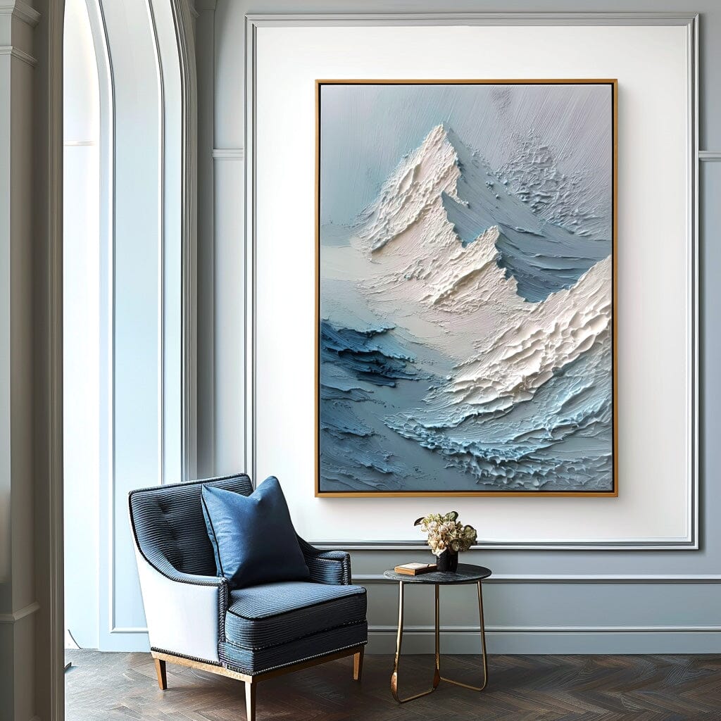 Frozen Peaks – White Textured Mountain Painting #85 Painting artwepaint 