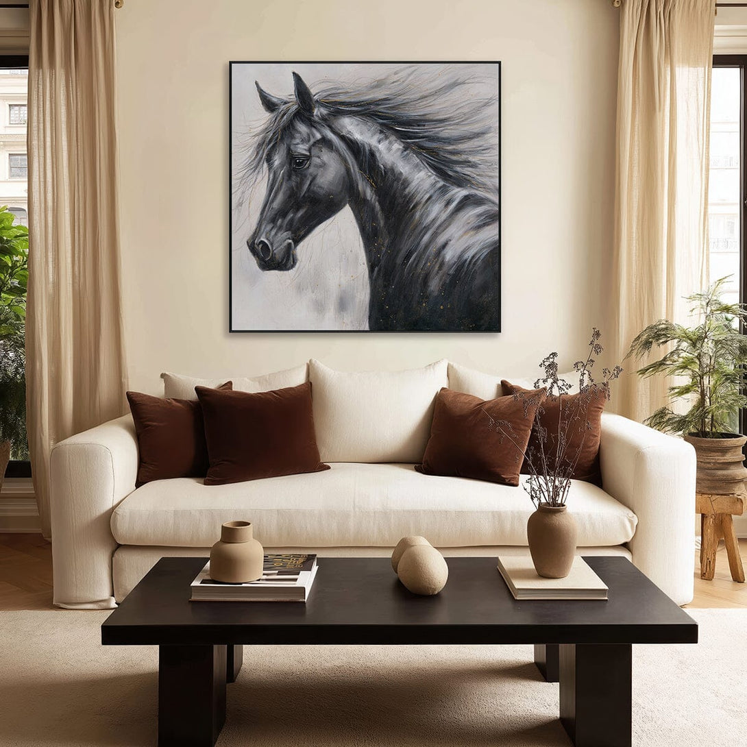 Galloping Ebony - Realistic Horse Painting#M4704 Painting artwepaint 