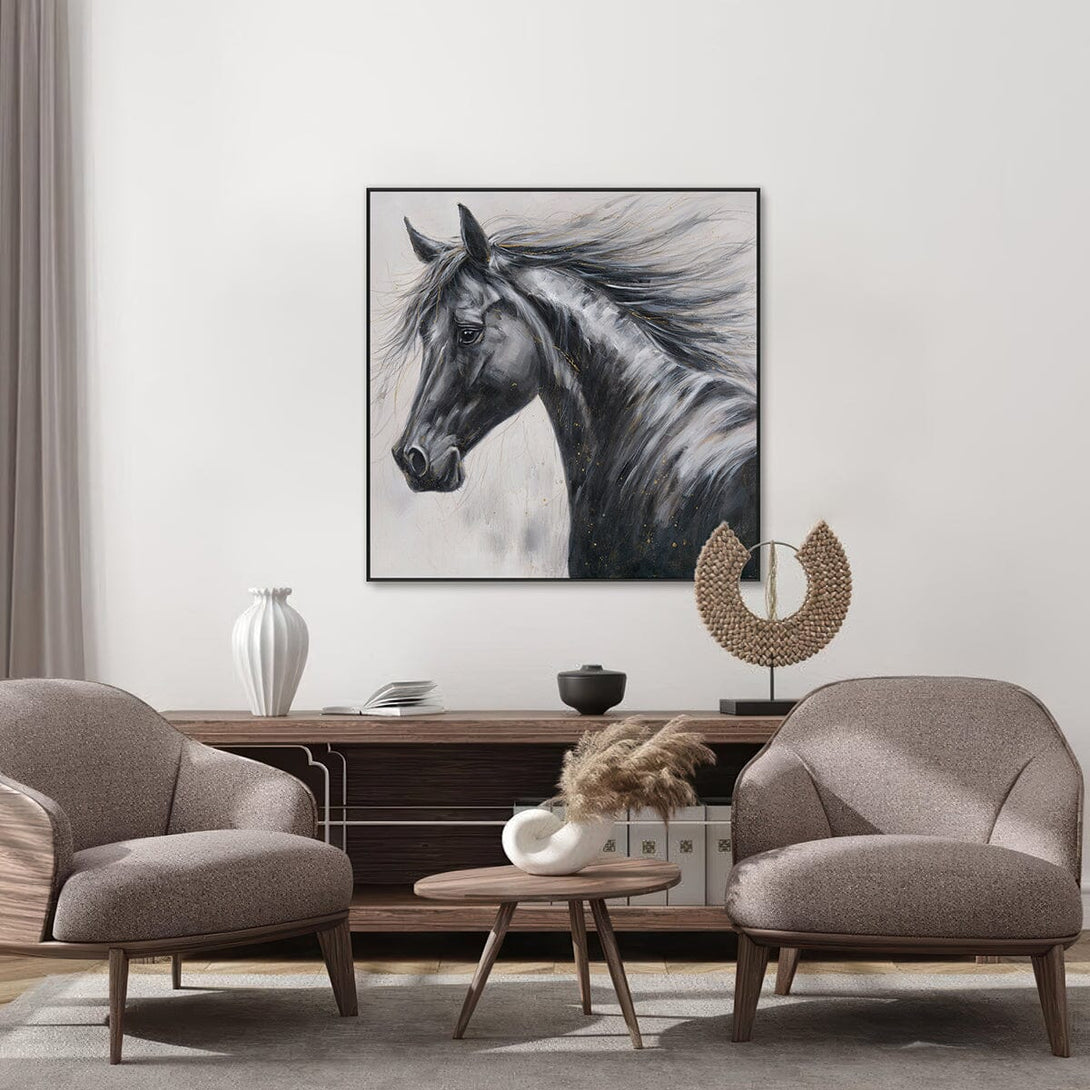 Galloping Ebony - Realistic Horse Painting#M4704 Painting artwepaint 