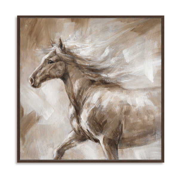 Galloping Horse - Brown and White Running Oil Painting #M0524 Painting artwepaint 