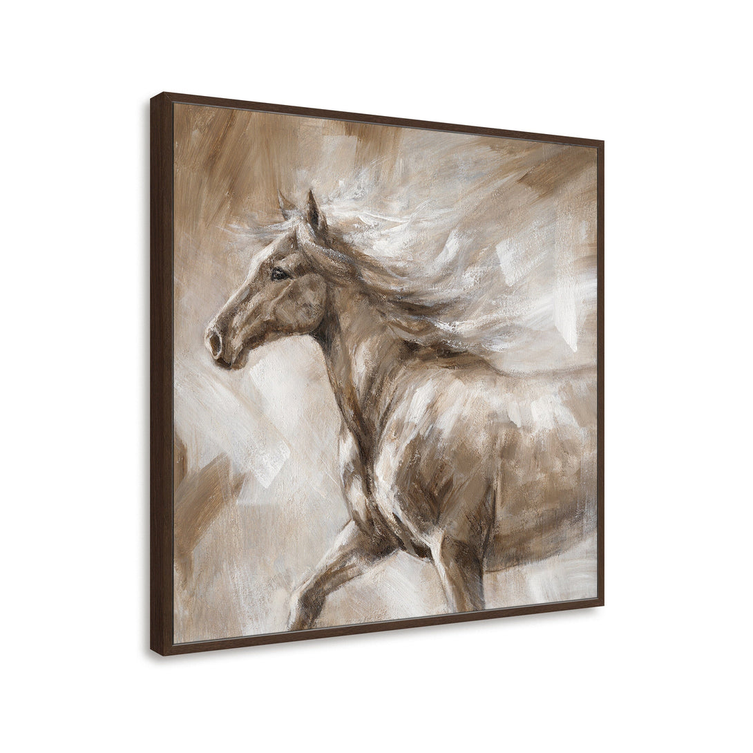 Galloping Horse - Brown and White Running Oil Painting #M0524 Painting artwepaint 