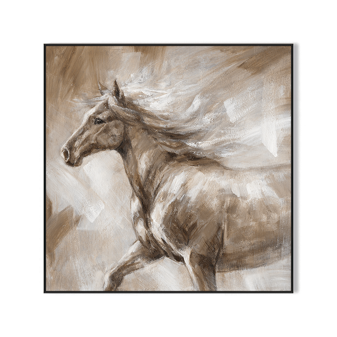 Galloping Horse - Brown and White Running Oil Painting #M0524 Painting artwepaint 