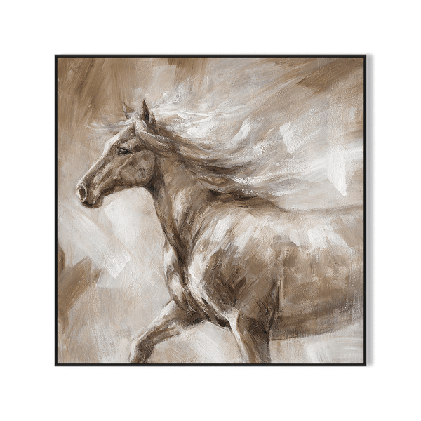 Galloping Horse - Brown and White Running Oil Painting #M0524 Painting artwepaint 
