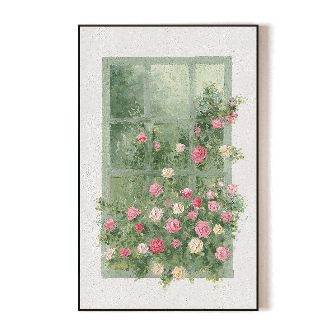 Garden Window - Rose Relief Painting#L3606 Painting artwepaint 