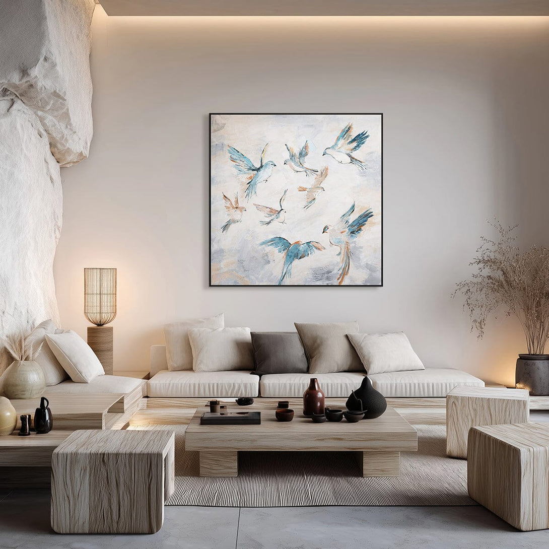 Gentle Flight – Pastel Birds in Motion Painting #K3652 Painting artwepaint 