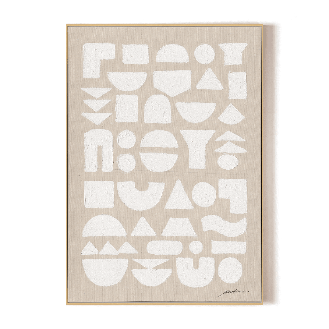 Geo Harmony-White Geometric Abstract Painting#M5853 Painting artwepaint 