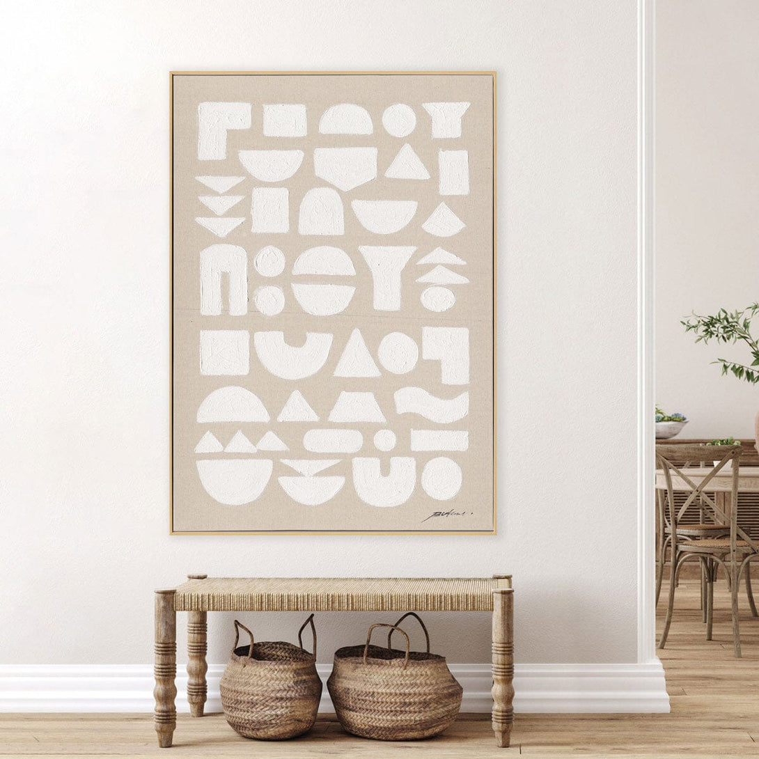 Geo Harmony-White Geometric Abstract Painting#M5853 Painting artwepaint 