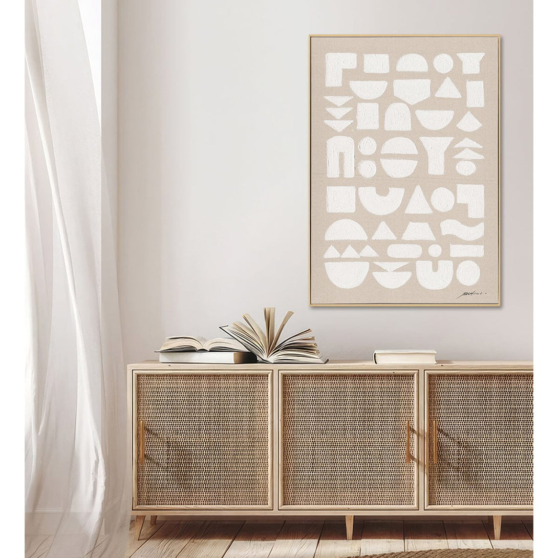 Geo Harmony-White Geometric Abstract Painting#M5853 Painting artwepaint 