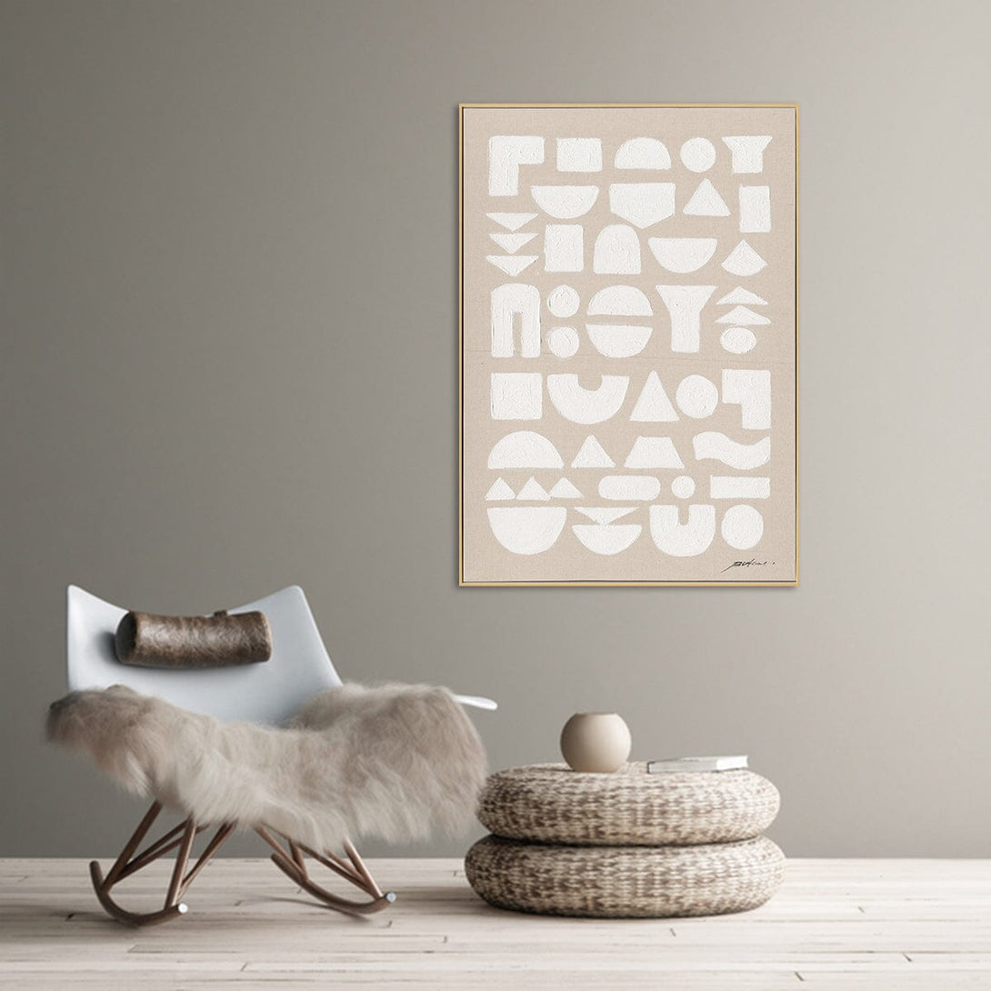 Geo Harmony-White Geometric Abstract Painting#M5853 Painting artwepaint 