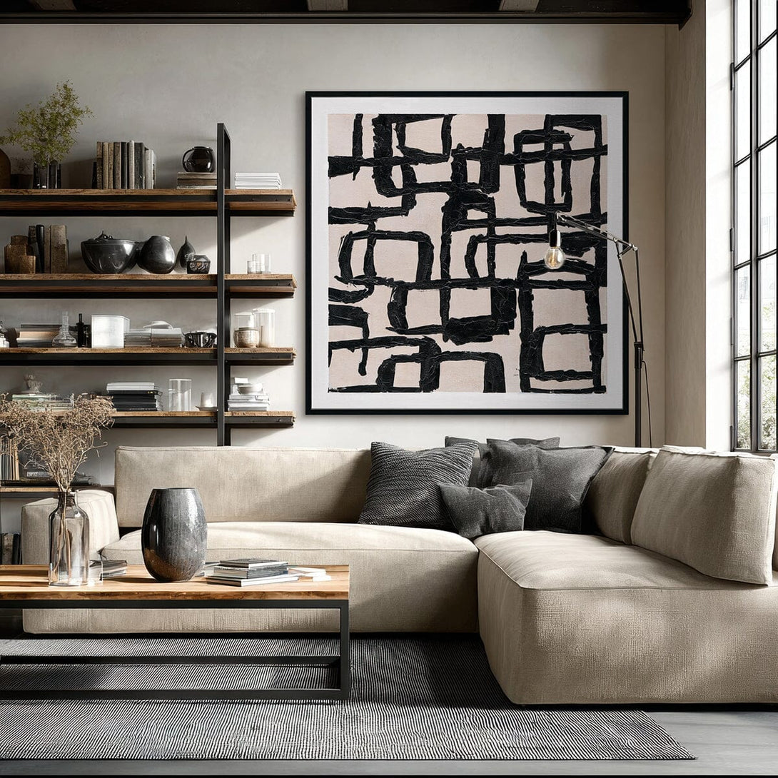 Geometric Rhythm - Black White Line Painting #M5547 Painting artwepaint 