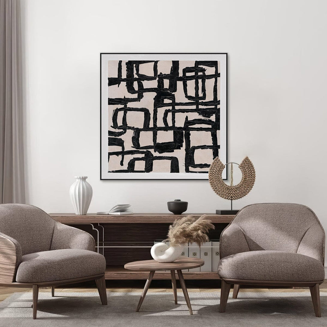 Geometric Rhythm - Black White Line Painting #M5547 Painting artwepaint 