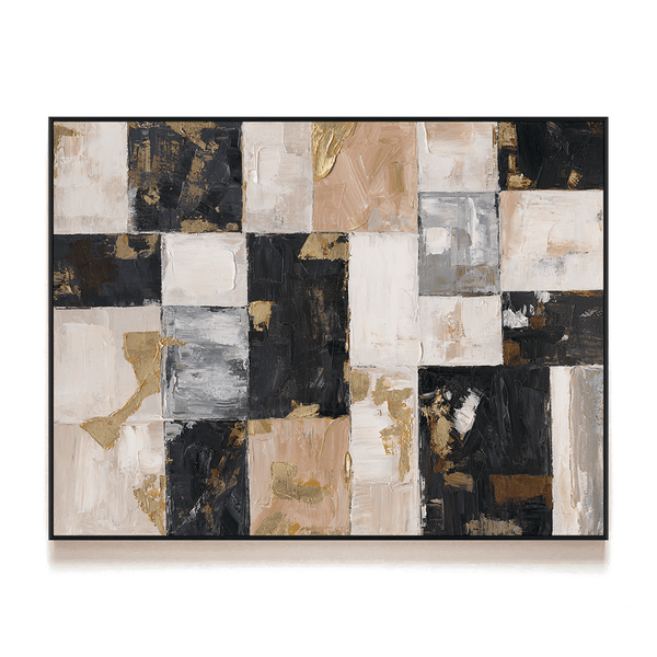 Gilded Blocks-Black & Beige Abstract Painting #P4696 Painting artwepaint 
