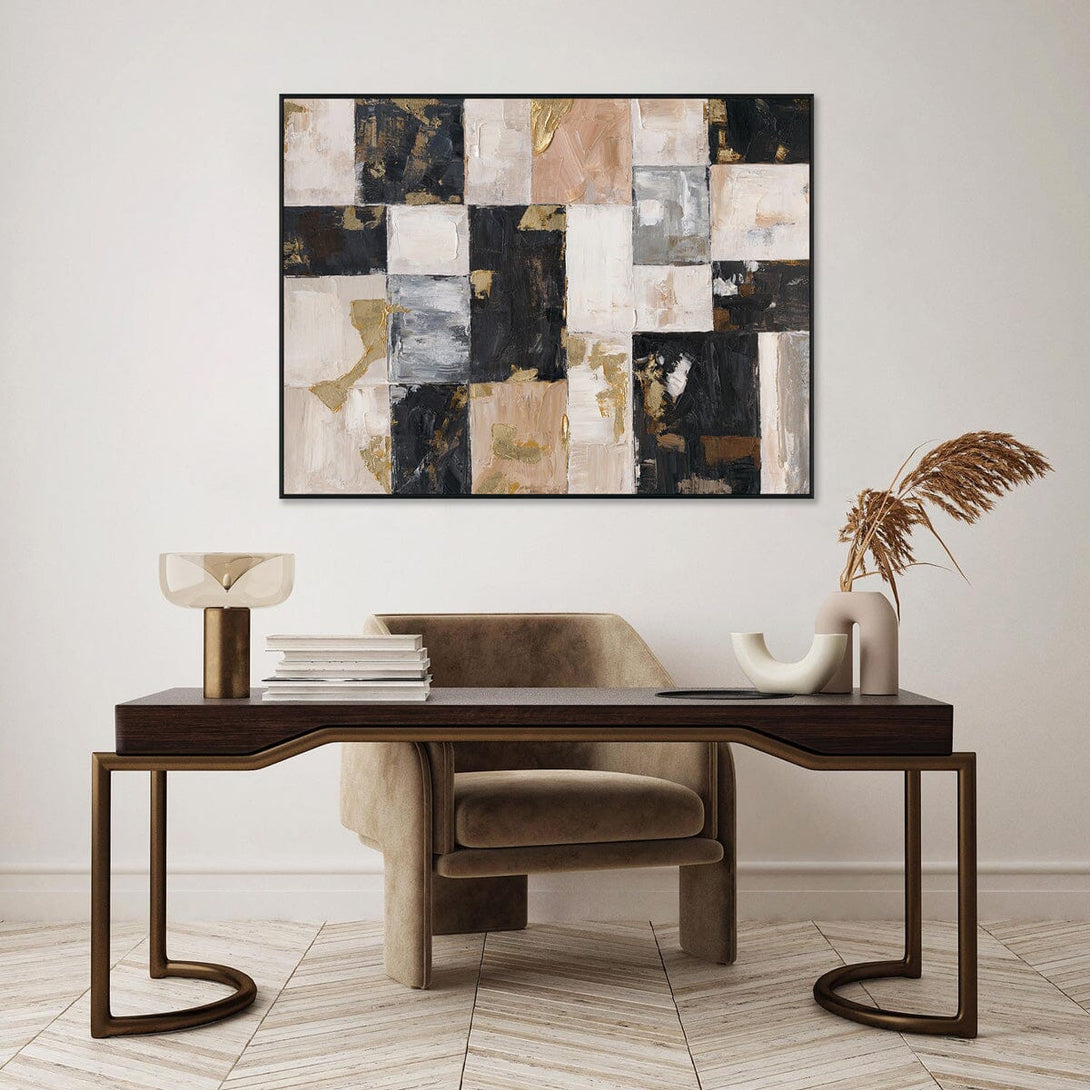 Gilded Blocks-Black & Beige Abstract Painting #P4696 Painting artwepaint 