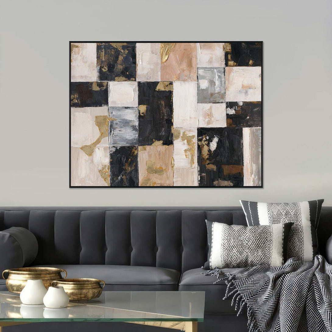 Gilded Blocks-Black & Beige Abstract Painting #P4696 Painting artwepaint 