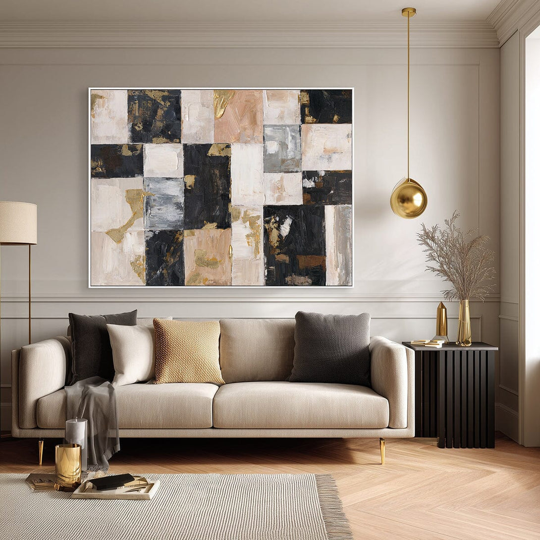 Gilded Blocks-Black & Beige Abstract Painting #P4696 Painting artwepaint 