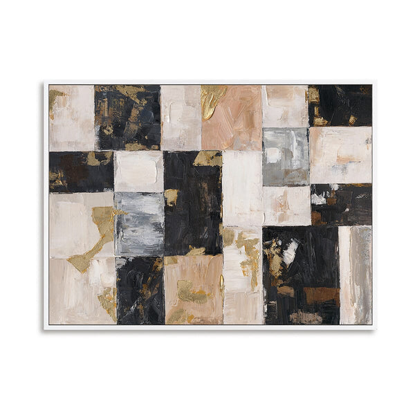 Gilded Blocks-Black & Beige Abstract Painting #P4696 Painting artwepaint 