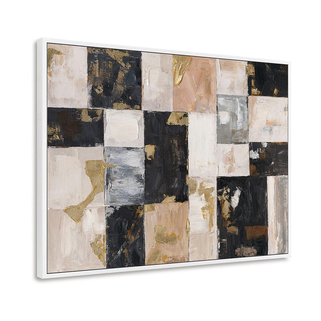 Gilded Blocks-Black & Beige Abstract Painting #P4696 Painting artwepaint 