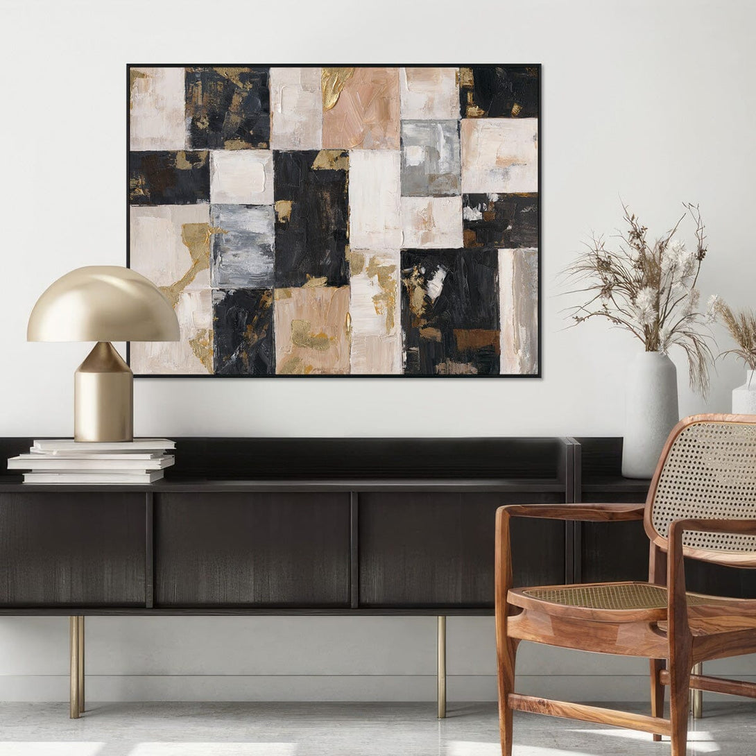 Gilded Blocks-Black & Beige Abstract Painting #P4696 Painting artwepaint 