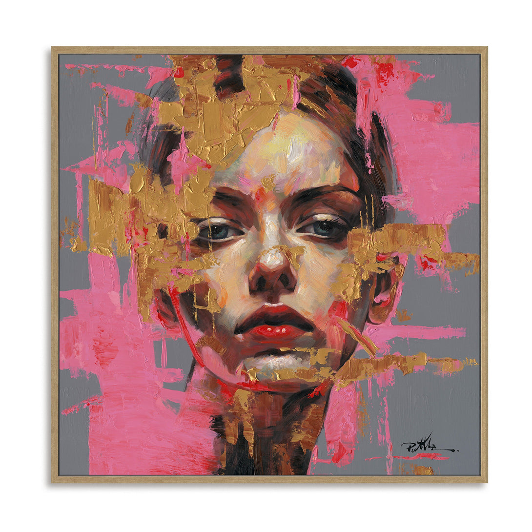 Golden Aura - Pink & Gold Abstract Portrait#M0065 Painting artwepaint 
