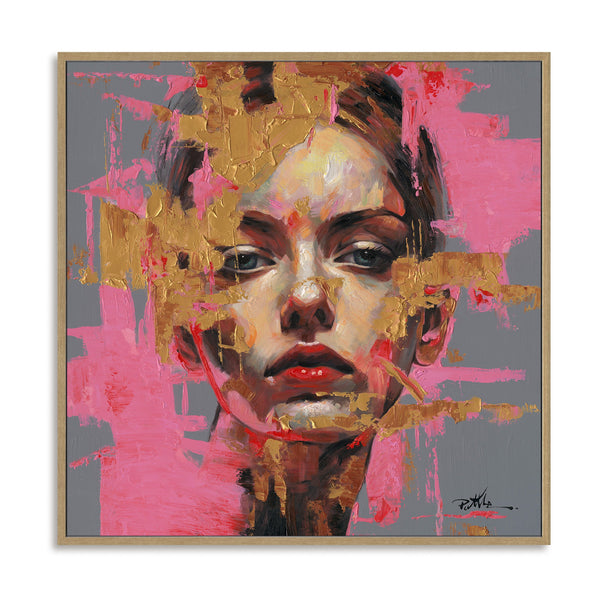 Golden Aura - Pink & Gold Abstract Portrait#M0065 Painting artwepaint 