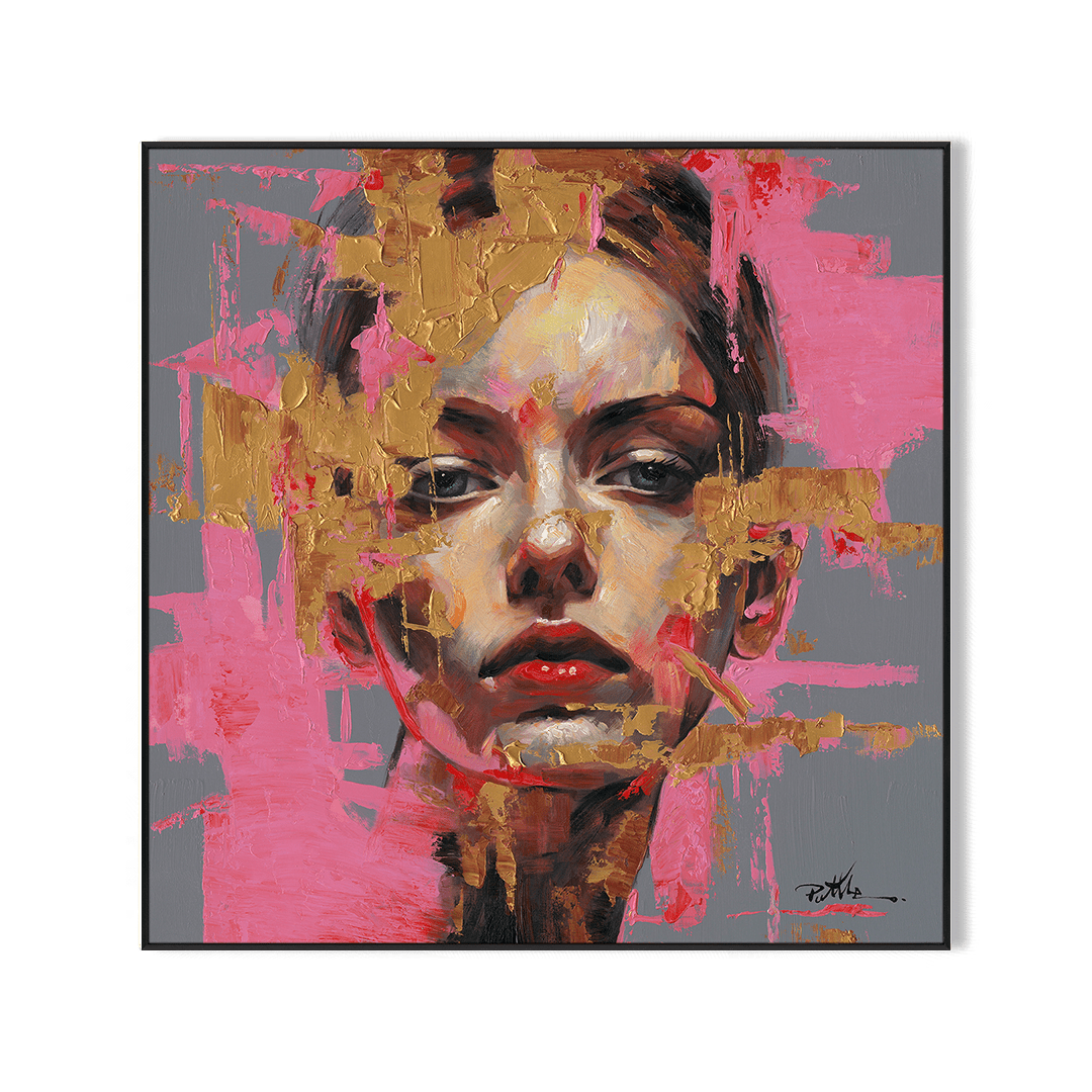 Golden Aura - Pink & Gold Abstract Portrait#M0065 Painting artwepaint 