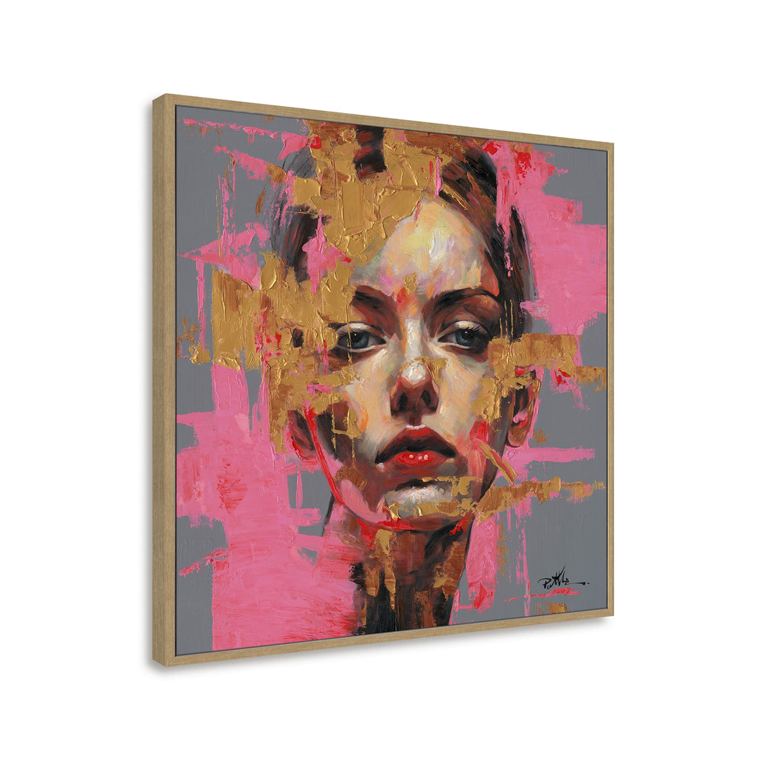 Golden Aura - Pink & Gold Abstract Portrait#M0065 Painting artwepaint 
