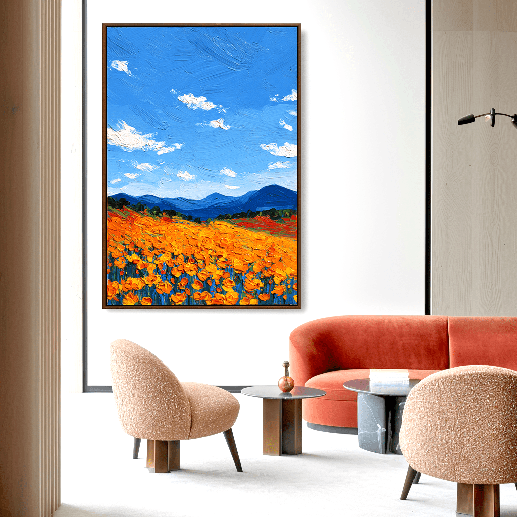 Golden Bloom – Orange Field Landscape Painting #awp32 Painting artwepaint 