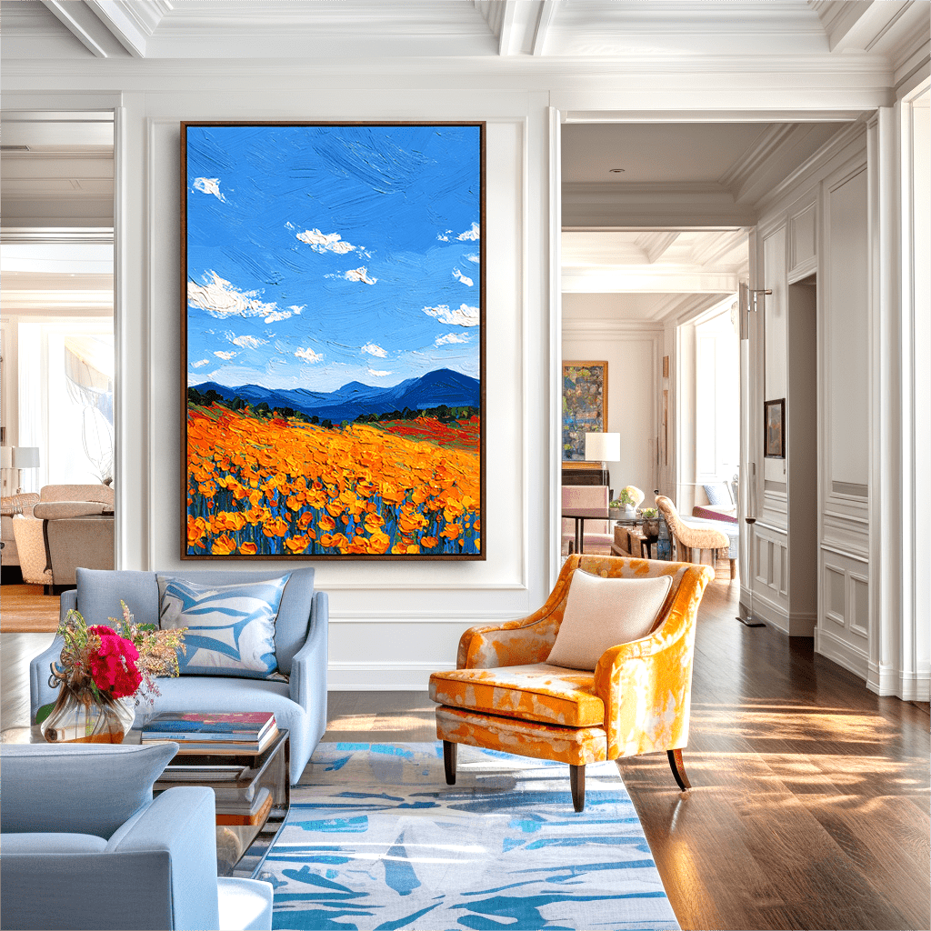 Golden Bloom – Orange Field Landscape Painting #awp32 Painting artwepaint 