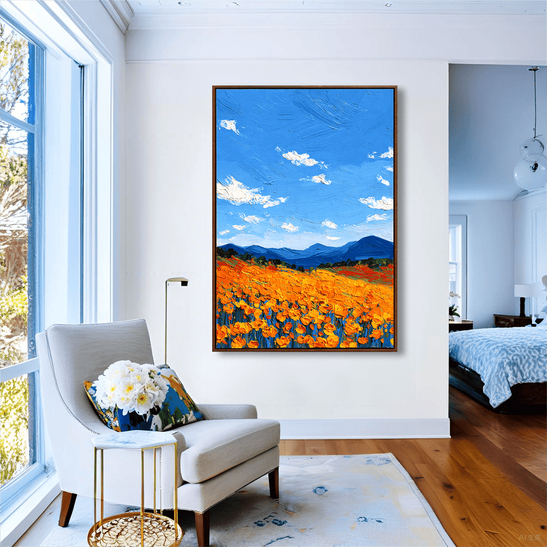 Golden Bloom – Orange Field Landscape Painting #awp32 Painting artwepaint 