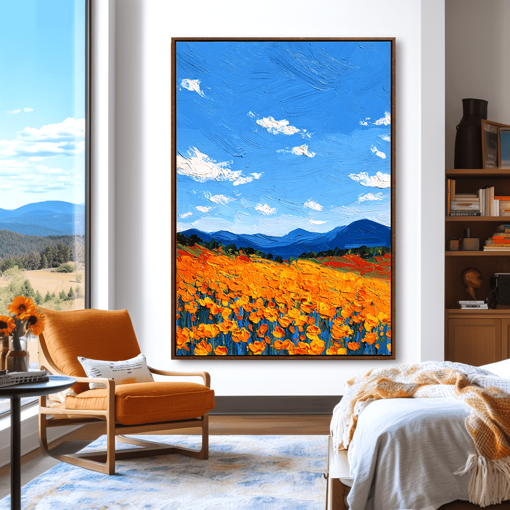 Golden Bloom – Orange Field Landscape Painting #awp32 Painting artwepaint 