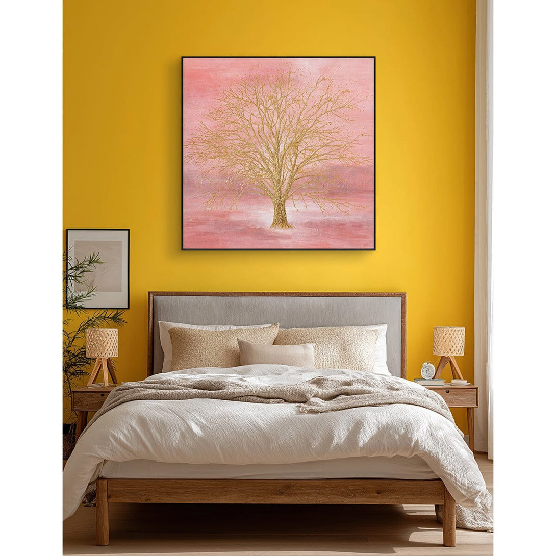 Golden Blossom – Pink Abstract Tree Painting #J4029 Painting artwepaint 