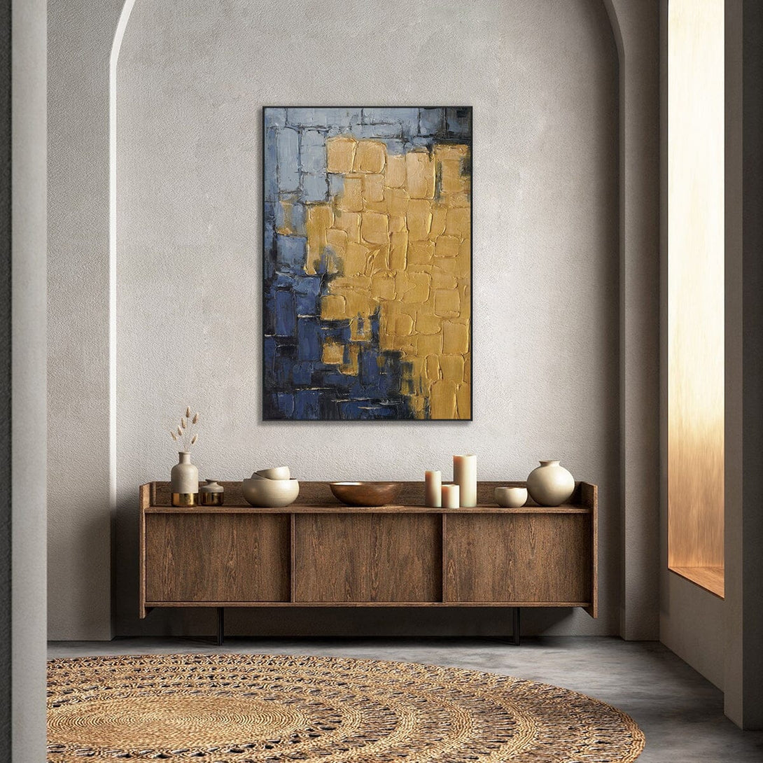 Golden Blue Realm - Blue & Gold Textured Abstract#M3682 Painting artwepaint 