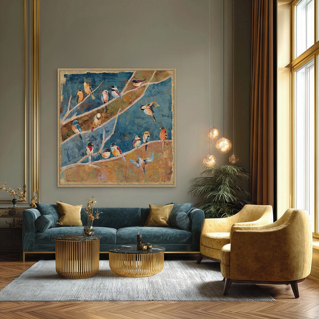 Golden Branch Whispers - Bird Wall Art #M3551 Painting artwepaint 