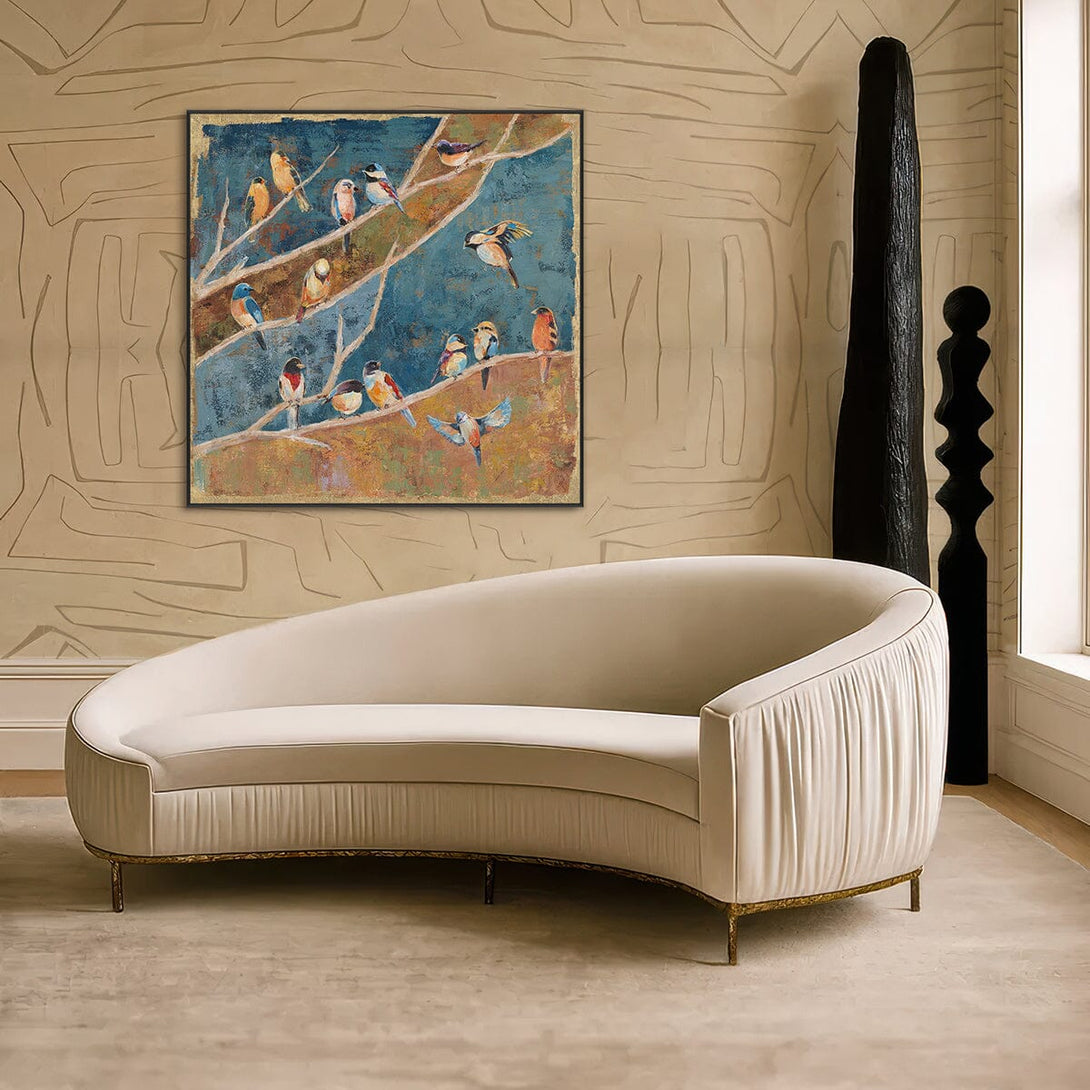 Golden Branch Whispers - Bird Wall Art #M3551 Painting artwepaint 