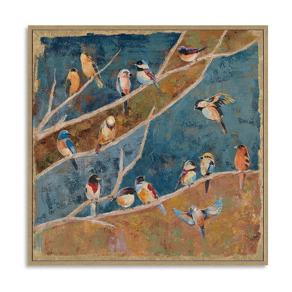 Golden Branch Whispers - Bird Wall Art #M3551 Painting artwepaint 