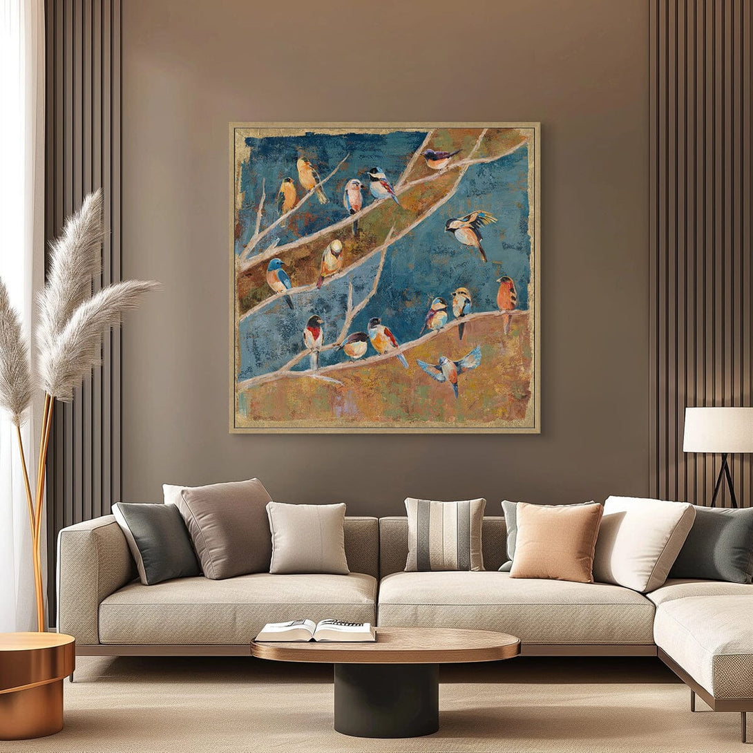 Golden Branch Whispers - Bird Wall Art #M3551 Painting artwepaint 