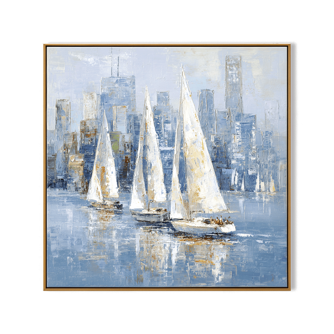 Golden Breeze – Sailboats on Blue Sea Painting #awp62 Painting artwepaint 