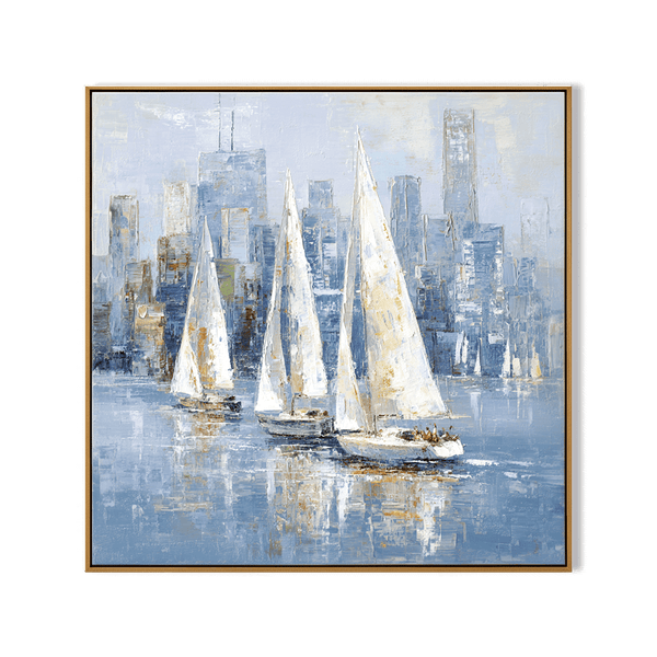 Golden Breeze – Sailboats on Blue Sea Painting #awp62 Painting artwepaint 