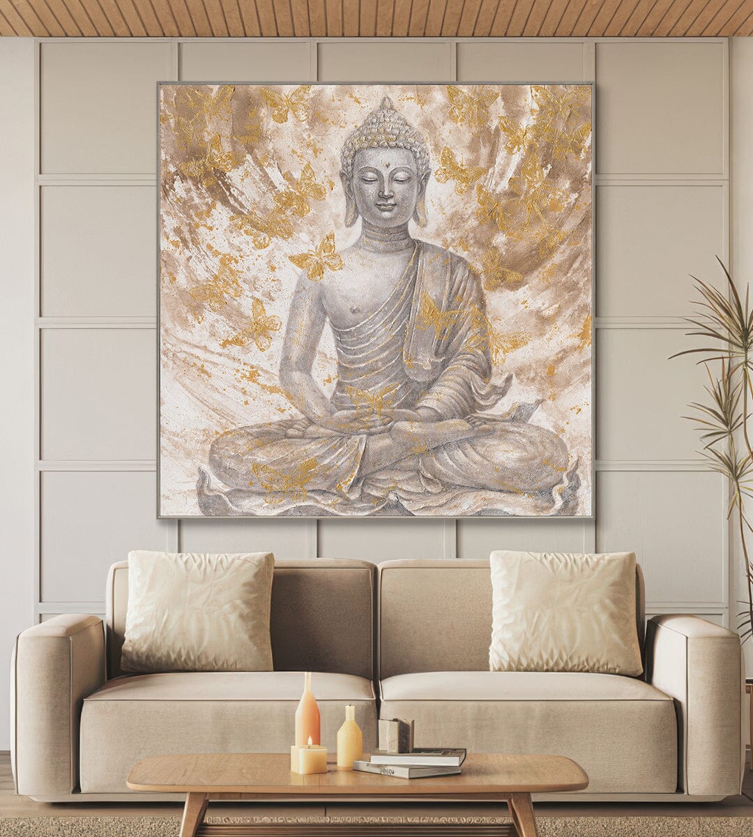 Golden Butterflies - Meditative Buddha Painting#L0698 Painting artwepaint 