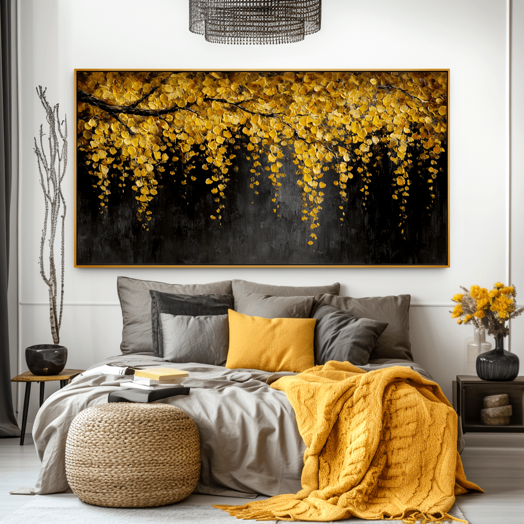 Golden Canopy – Yellow Leaf Abstract Painting #awp35 Painting artwepaint 