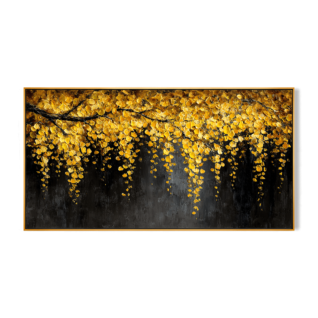 Golden Canopy – Yellow Leaf Abstract Painting #awp35 Painting artwepaint 