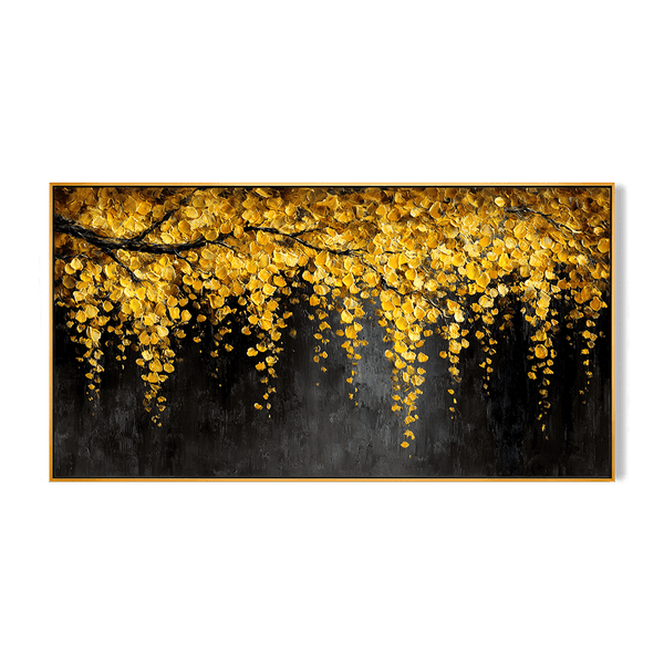 Golden Canopy – Yellow Leaf Abstract Painting #awp35 Painting artwepaint 