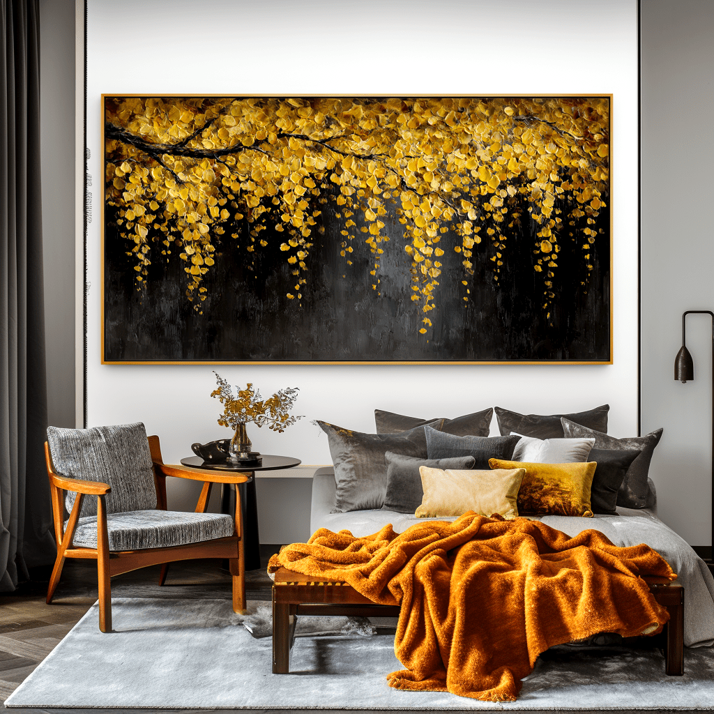 Golden Canopy – Yellow Leaf Abstract Painting #awp35 Painting artwepaint 