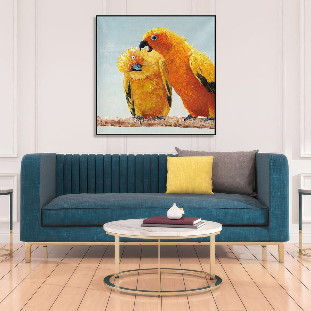 Golden Companions – Parrot Love Painting #I3724 Painting artwepaint 